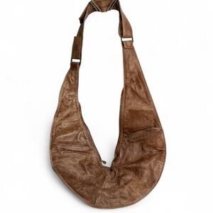 Sash Bag Genuine Leather Cross Body Bag Chestnut Brown Reversible Travel Pockets